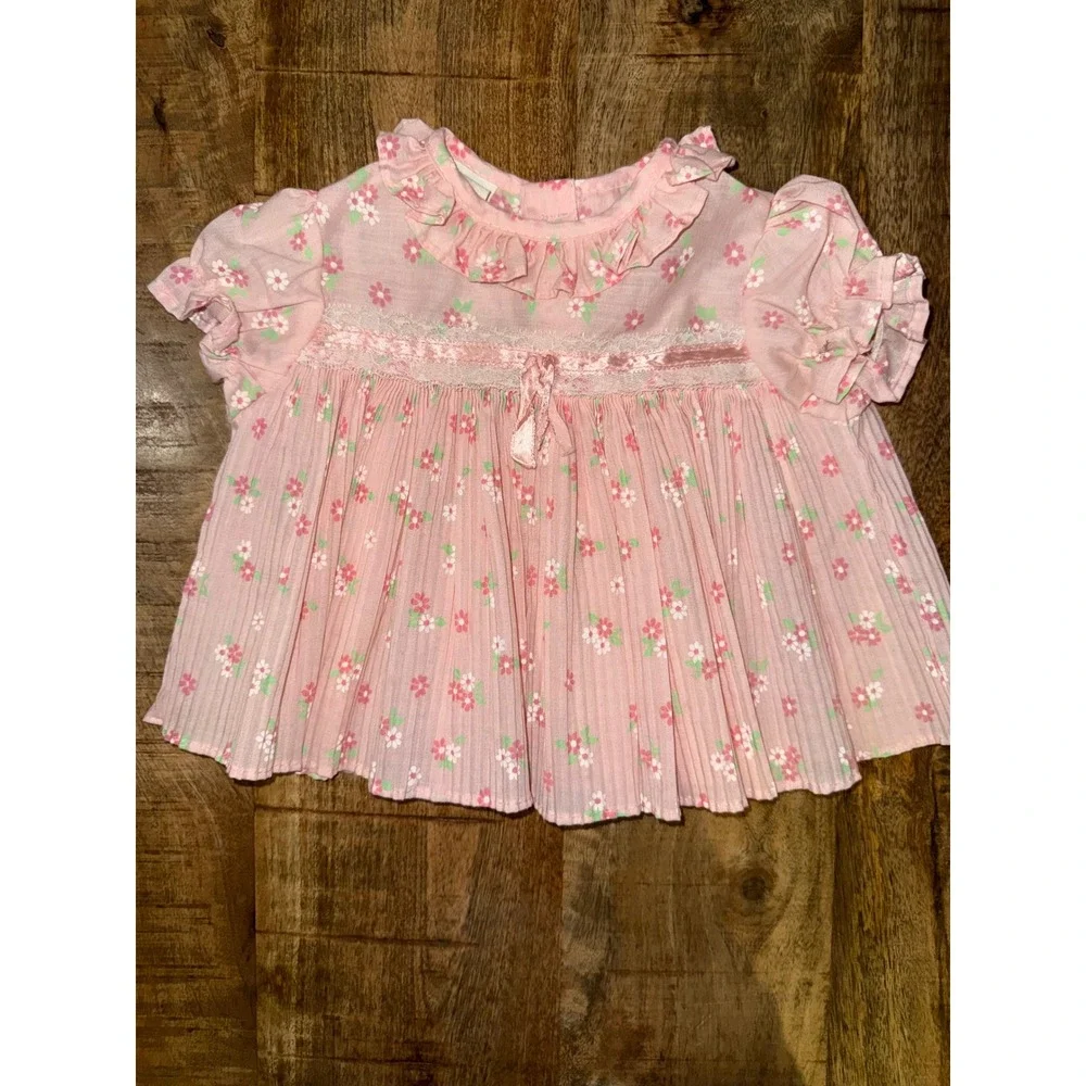Vintage Disney Winnie the Pooh Baby Dress 0-3M Pink Floral Sears 70s 80s